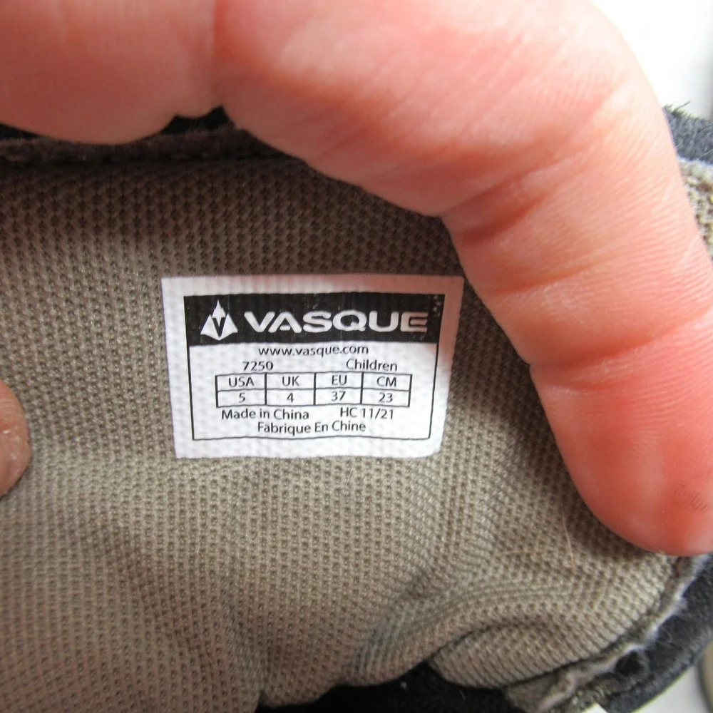 Vasque Kids‎ Hiking Boots 5 Brown Waterproof Red Laces Trail Trekking Breeze AT